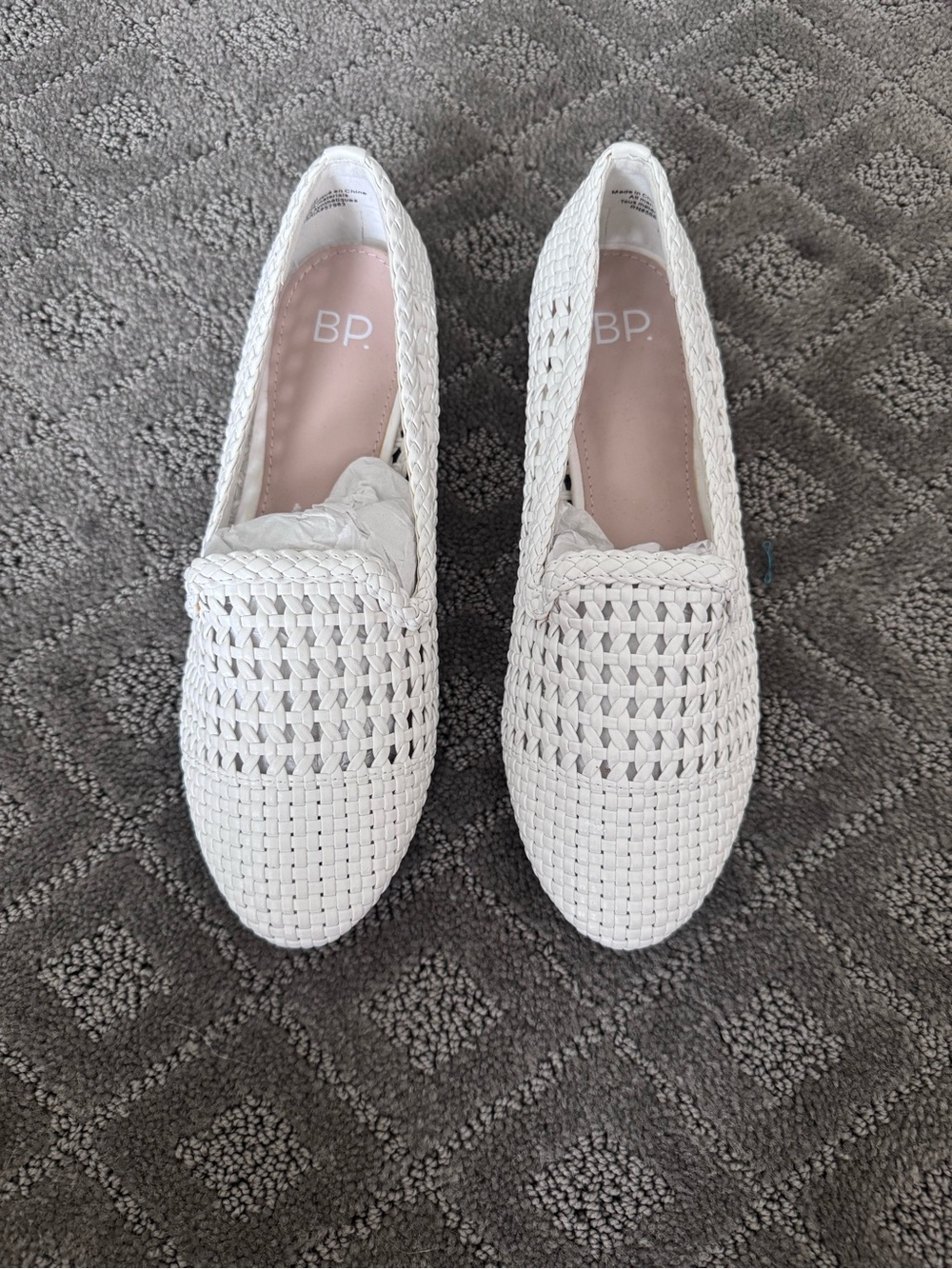 New without Box bp White Woven Loafer Flats Shoes Size 5.5